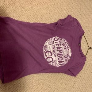 Steamboat Colorado shirt for sale. Dark purple with white details. Graphic tee.